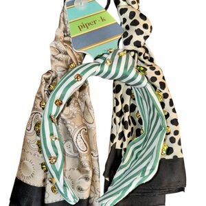 Piper k faux rhinestone headband & Sunday State Hair Scarves Multi Color NWT Set